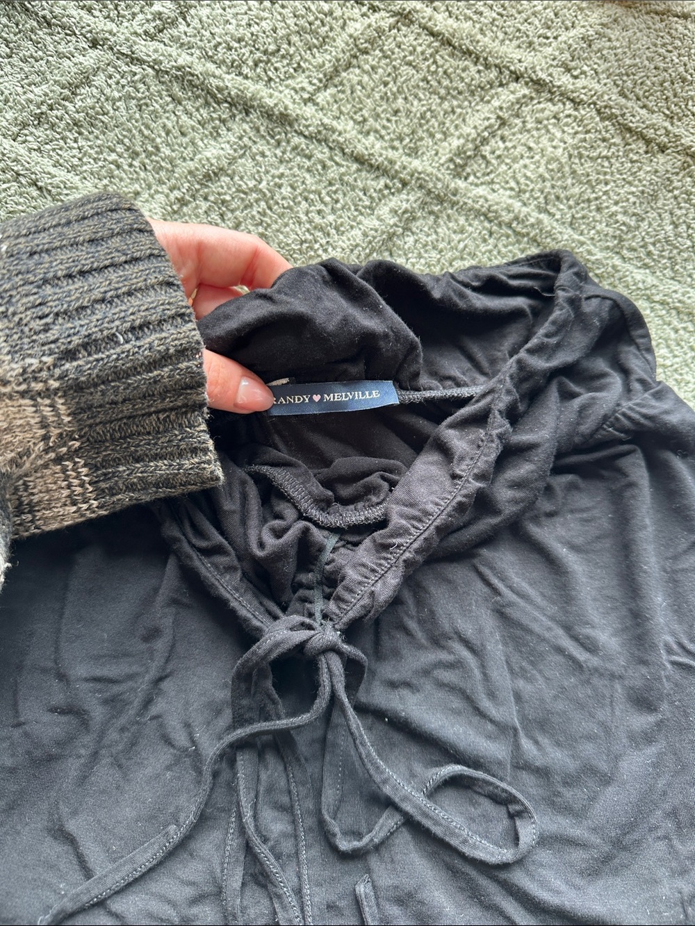 Brandy Melville Black Tie-Front Tube Top
